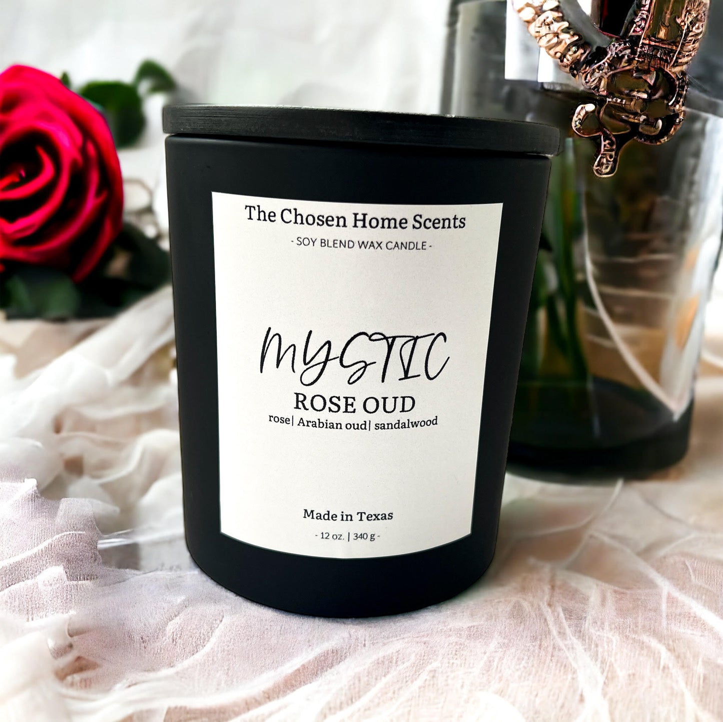 Mystic Rose Oud Candle 'Inspired by Jo Malone Velvet Rose & Oud'